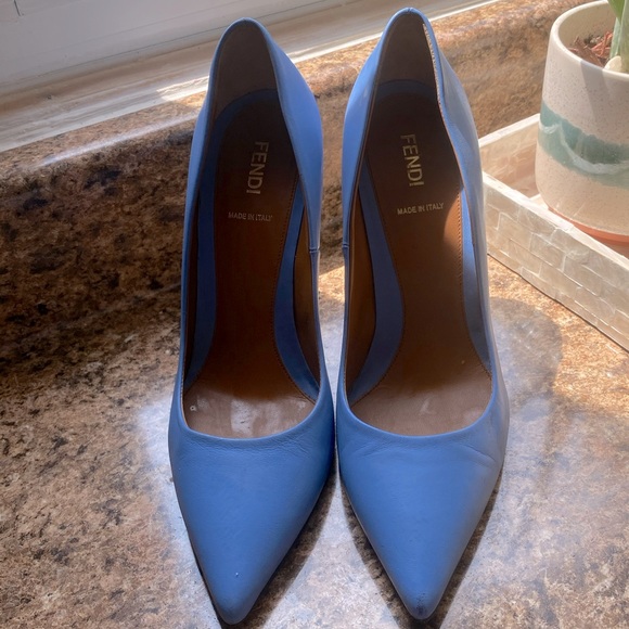 Fendi Pastel Blue Leather Heels - Picture 2 of 3